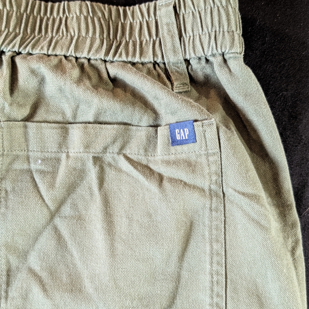 GAP Twill Jogger Olive Green Pants Elastic Waist Pockets Button Women's Casual M - Picture 6 of 7